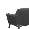 Sofa Santai Kain Abu-abu Satu Kursi Ruang Tamu dengan Kaki Kayu Solid